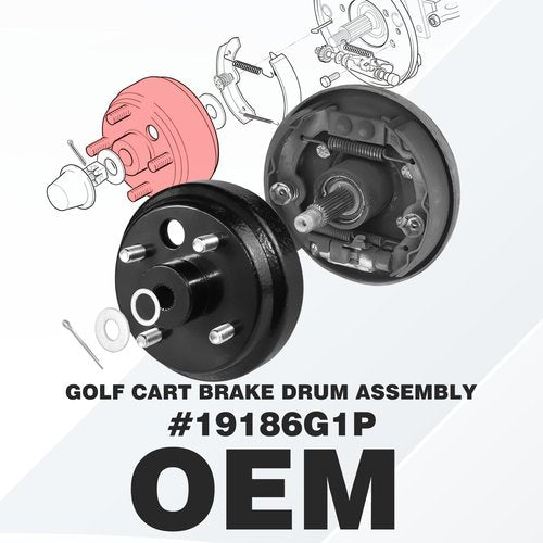 Orle Oko Golf Cart Brake Drum (24 Spline) - Compatible with EZGO TXT 1982-Up Electric & 1982-1993 2-Cycle Gas Models, Replaces OEM# 19186G1P, Durable Replacement Part