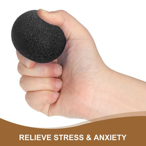 PATIKIL Hand Exercise Ball, 2 Pcs Squeeze Balls Stress Ball for Adults Grip Strengthening Occupational Equipment for Finger Wrist Strength, Black