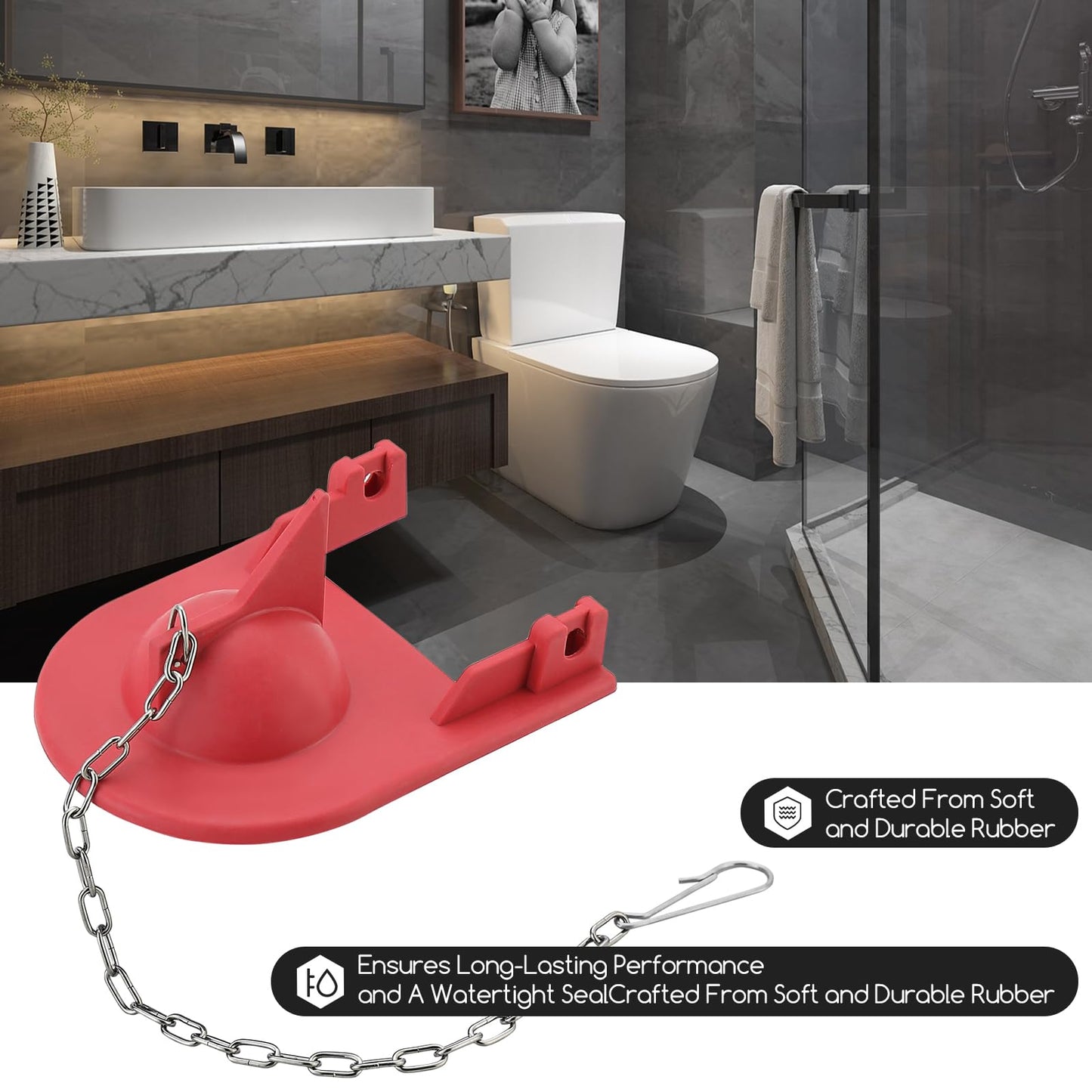 2 inch Toilet Flapper for Kohler GP1078440 Toilet Flapper, Flexible Rubber Toilet Plug Flapper, Toilet Tank Flapper Replacement, Red