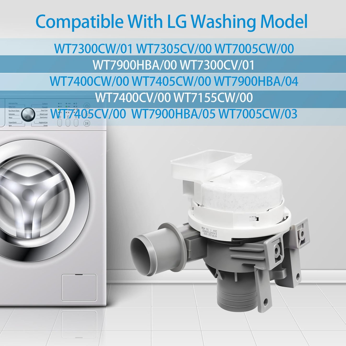 WT7400CW WT7300CW WT7405CW Washer Drain Pump Fit for Lg WT6105CW WT7300CV WT7305CV WT7400CV WT7155CW WT7005CW WT7900HBA WT7900HBA WT7405CV WT7800CW Washing Machine
