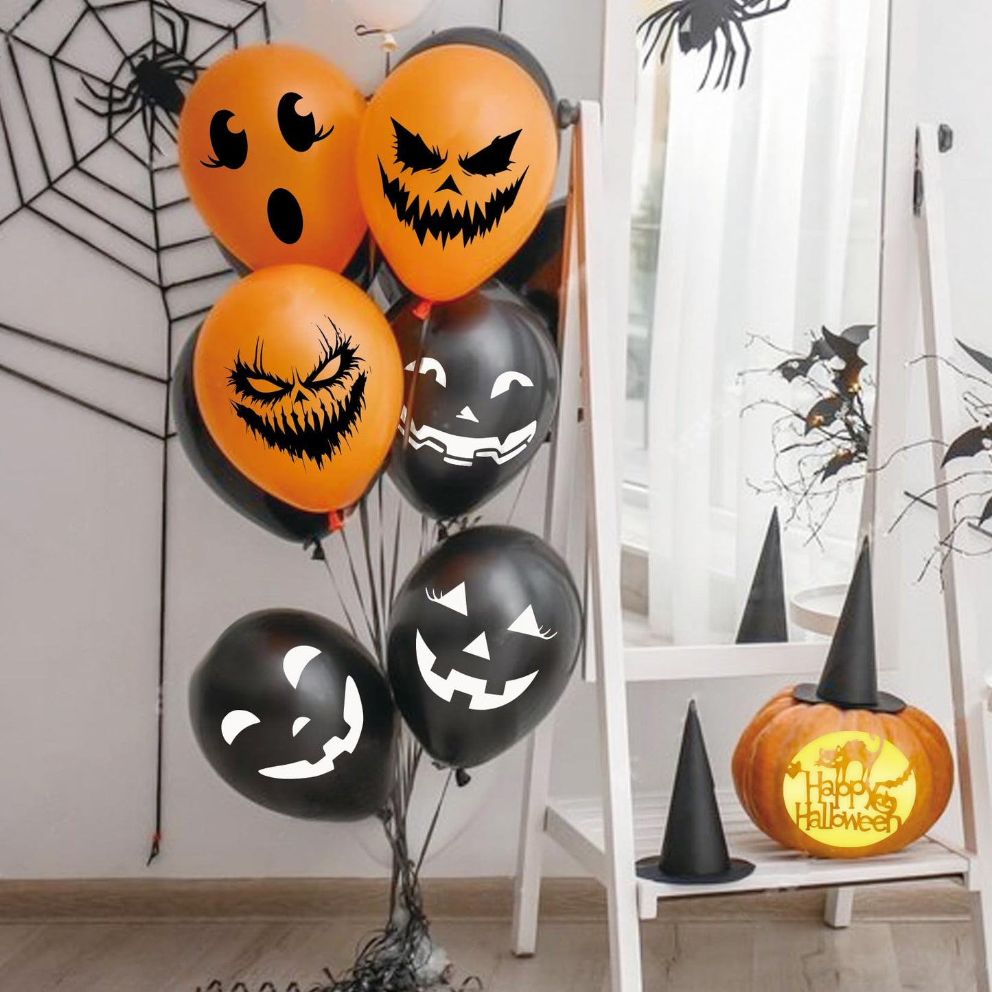 Halloween Pumpkin Stencils for Painting Pumpkins Reusable Ghost Face Paint Templates on Wood Glass Crafts Cookie Baking Door Hanger Sign Decorating (face36)