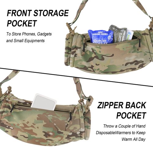 PETAC GEAR Tactical Hand Warmer Muff,Portable Drop Waist Handwarmer Pouch for Hunting Golf Camping Fishing, Hiking, Football Winter Outdoor. (MC, One Size fits Most)