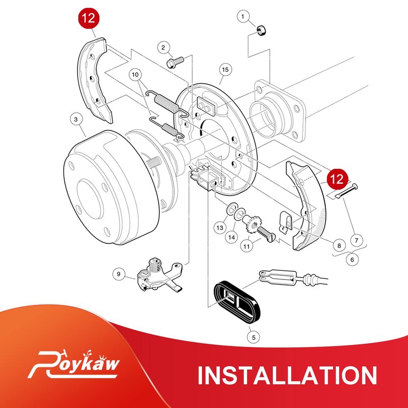 Roykaw Golf Cart Brake Pads Shoes for Club Car DS 1995-up and 2004-up Precedent Models, Replaces OEM # 1018232-01, (2 Short and 2 Long)