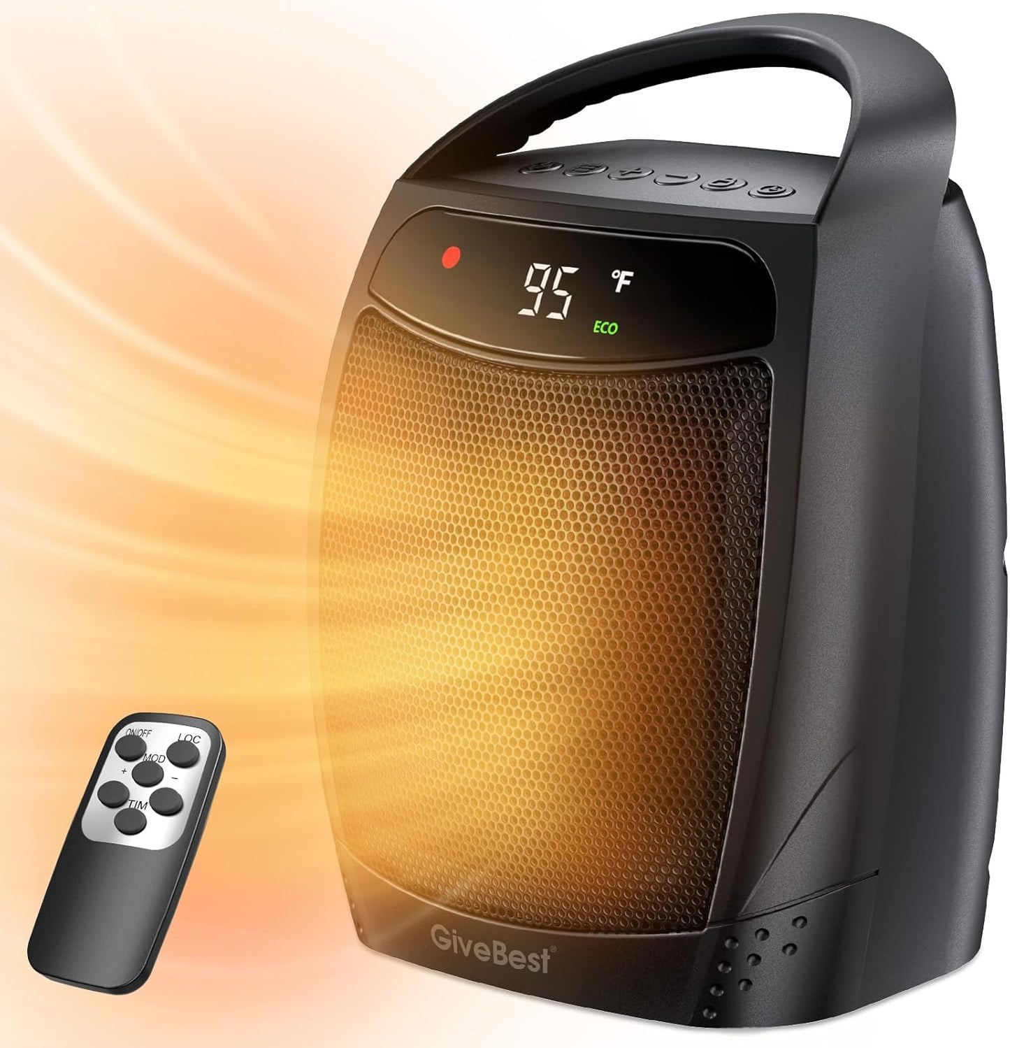 1500W Electric Space Heater with Remote - Portable PTC Ceramic Heater for Home & Office