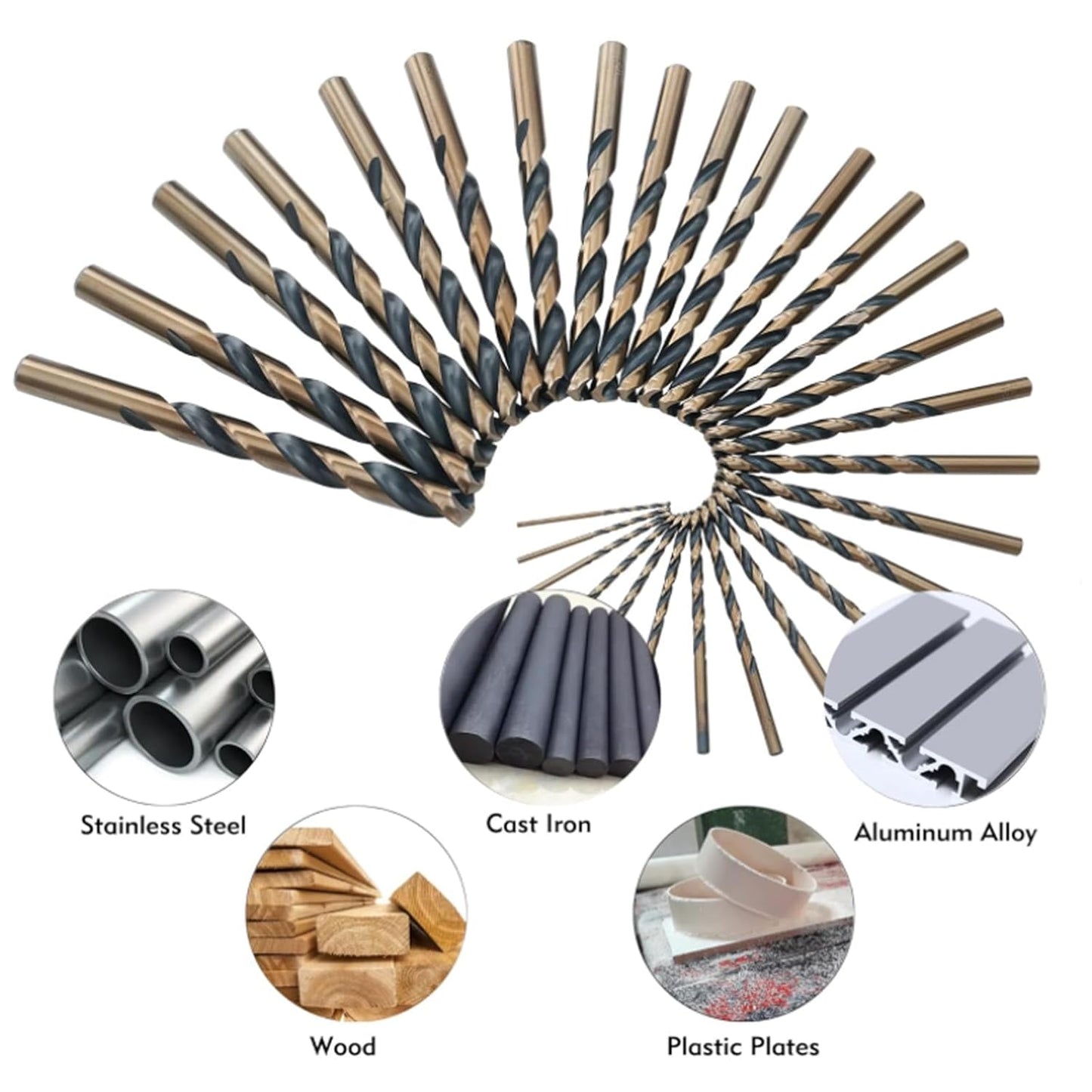 29-Piece High Speed Steel Drill Bit Set with Metal Indexed Case - 135° Tip for Wood, Plastic & Stainless Steel