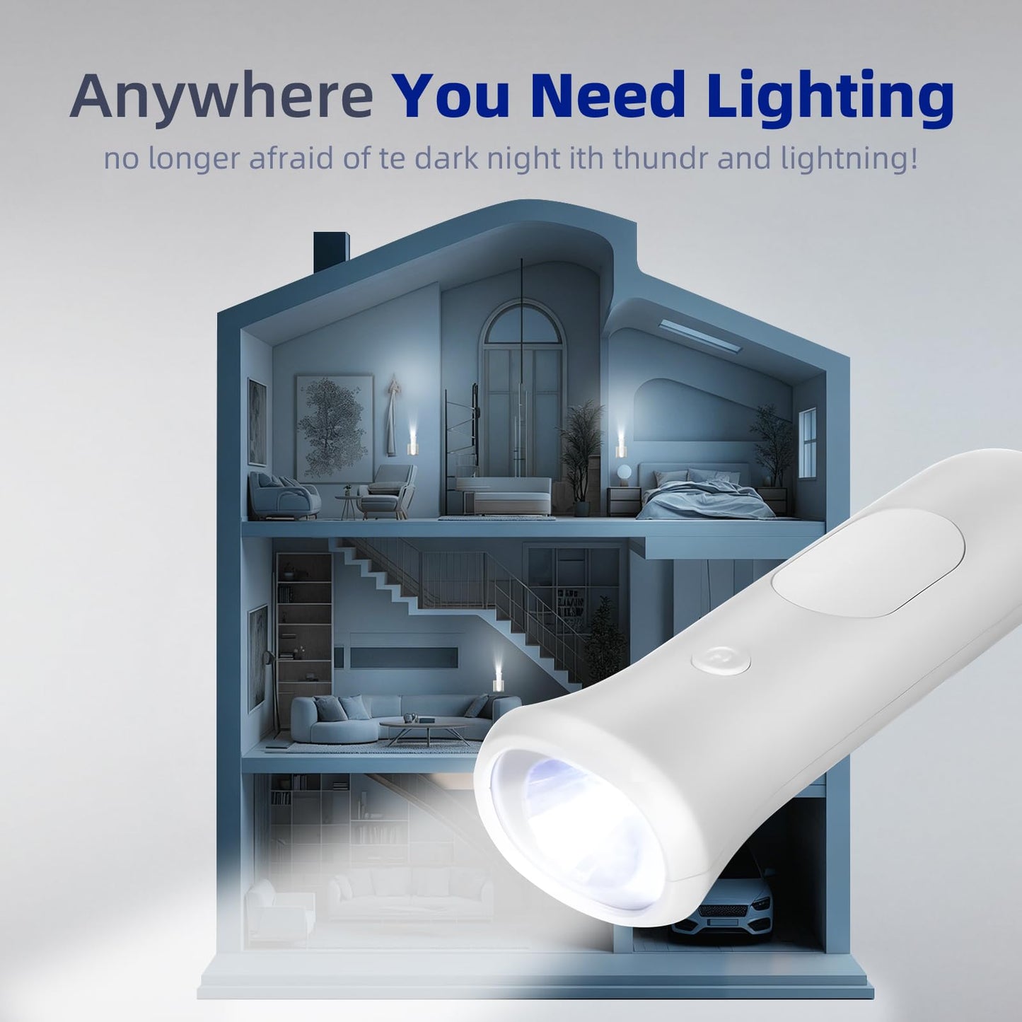 ROSSEX 4 in 1 Emergency Lights for Home Power Failure, 4 Pcs Rechargeable LED Flashlight Plug in Wall, Automatic Turn-On Power Outage Night Light Flashlight for Hurricane Preparedness Items