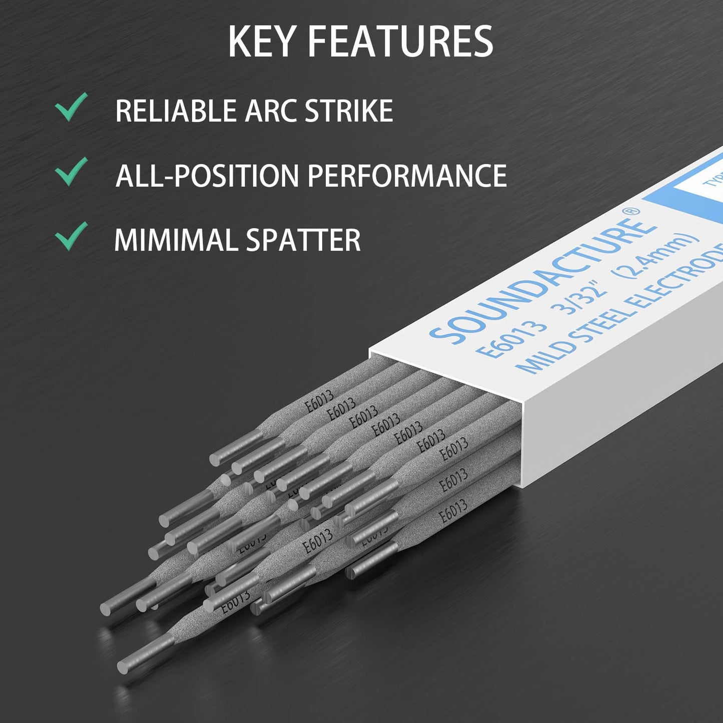 SOUNDACTURE E6013 Welding Rod 3/32" 1lb Carbon Steel Stick Electrodes for Arc Welding Machine - Easy Strike, Smooth Arc, Reliable Performance