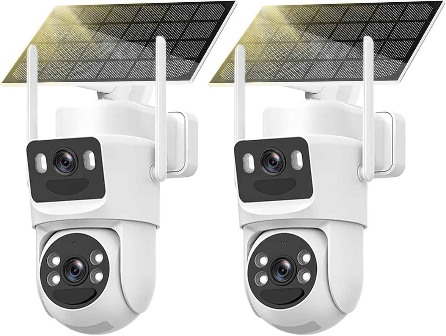 4K Wireless Solar Security Camera - Dual Lens Bullet & 360° PTZ Outdoor Surveillance
