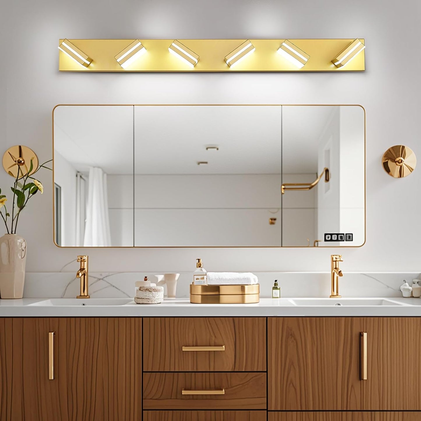 3-Light Modern LED Bathroom Vanity Light Fixture - Black Metal & Acrylic, 16-inch Over Mirror Lighting