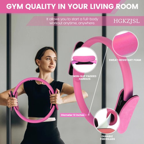 Home Pilates kit for Women with 5 Resistance Bands, Pilates Magic Circle Ring and Ball Set Accessories, Home Workout Equipment Essentials Starter Kit for Beginners, Full Body Toning Flexibility