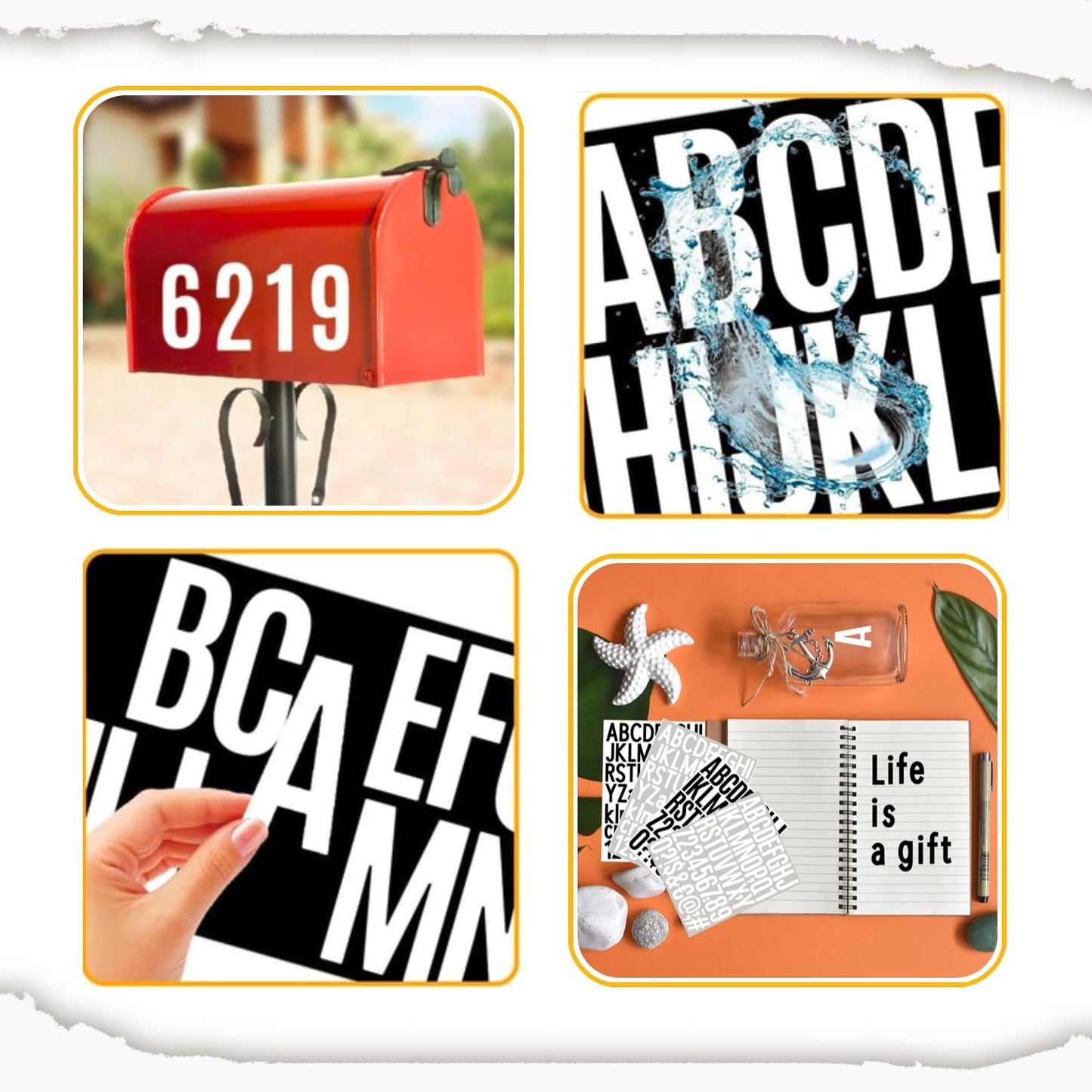 Jiepuxiter 10 Sheets Vinyl Letter Number Stickers, Self-Adhesive Alphabet Stickers, Waterproof Mailbox Number Sticker Letters for Mailboxes,Door,Cars,Boats, Address Signs (White, 2 inch)