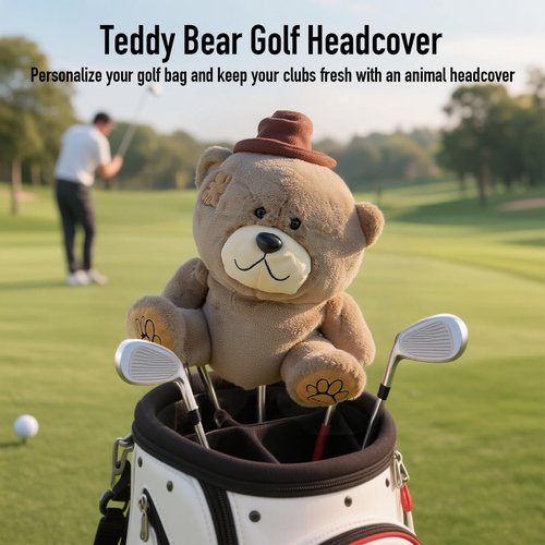 Bear Golf Driver Headcover - Funny Animal Plush Golf Club Cover, Premium Protection, for Men & Women Golfers