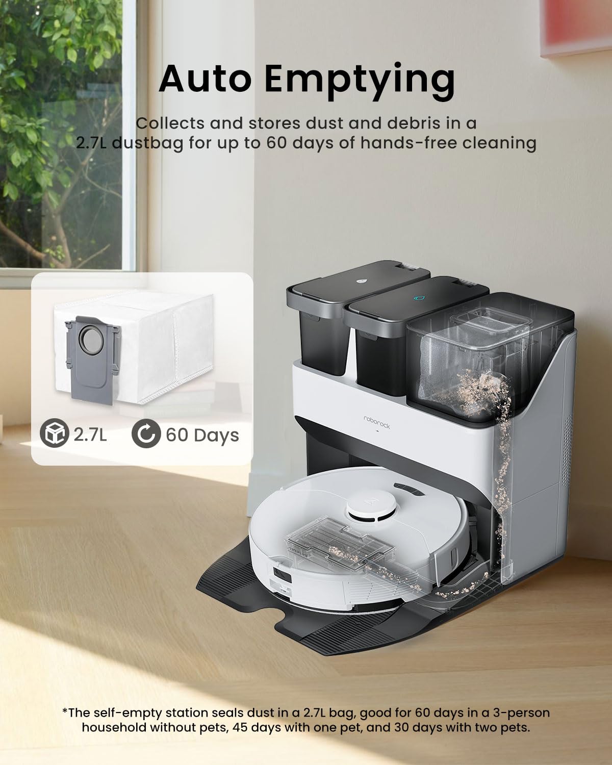 6Pack Vacuum Dust Bags for Roborock QV 35A,Qrevo S5V,Saros 10/10R/Qrevo/Q RevoS/Qrevo Pro/Plus/MaxV/Master/Curv S5X/Edge S5A/Qrevo Slim Robot Vacuum Dirt Disposal Bags,2.7L Large Qrevo Dust Bag