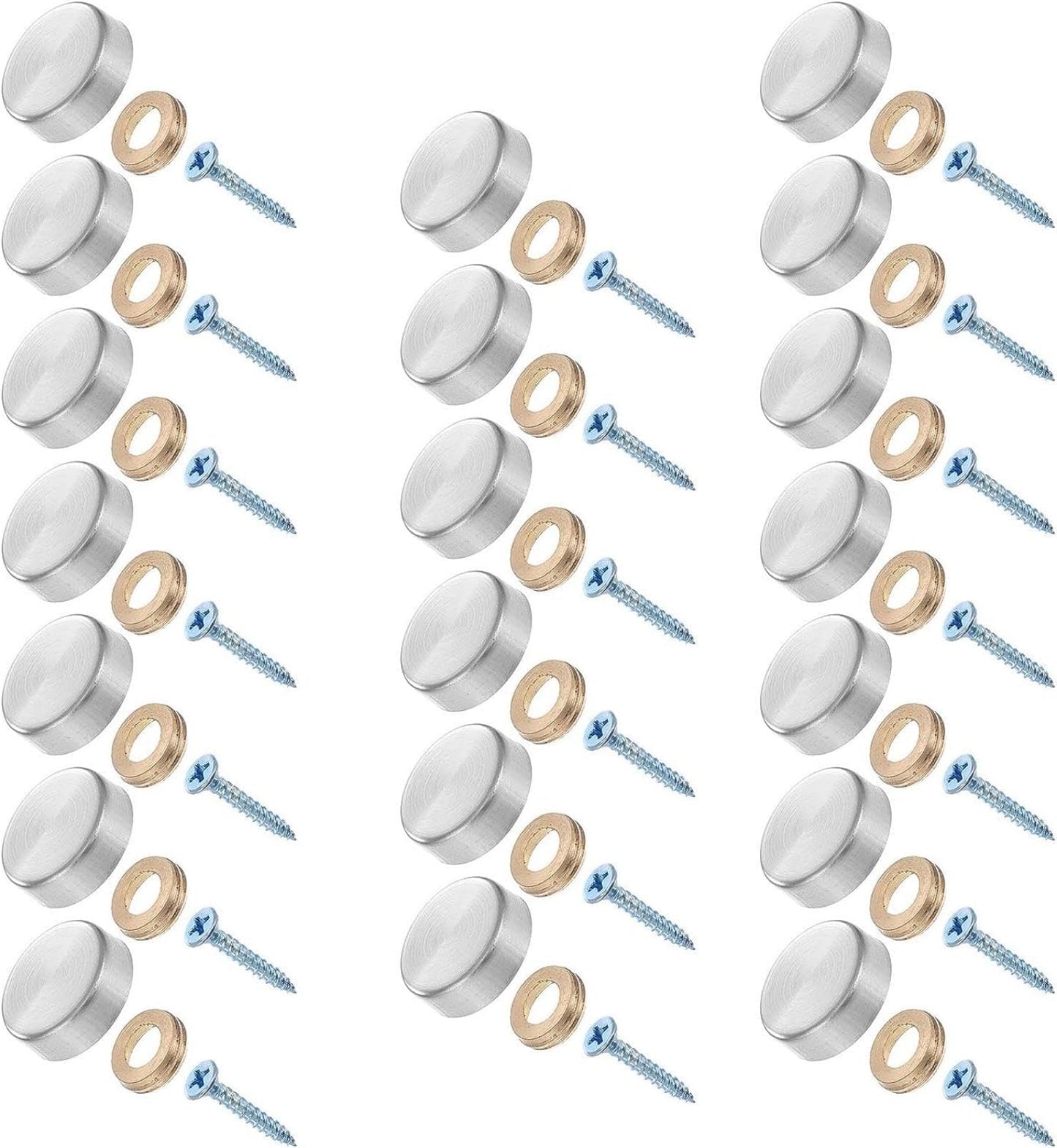 CKKAPTURE 20 Pieces Stainless Steel Screw Cover Cap - 16mm Mirror Nails for Furniture, Mirrors, Signage, and Advertising Hardware