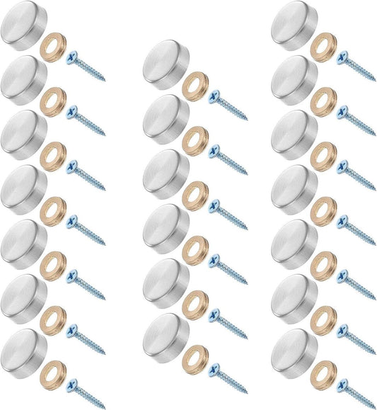 CKKAPTURE 20 Pieces Stainless Steel Screw Cover Cap - 16mm Mirror Nails for Furniture, Mirrors, Signage, and Advertising Hardware