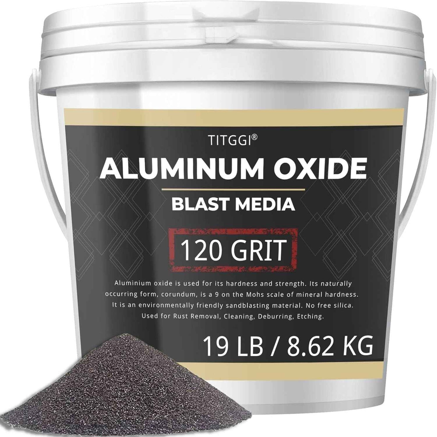 Premium 100 Grit Aluminum Oxide Blast Media - 19lbs High Abrasive Sand for Metal Blasting