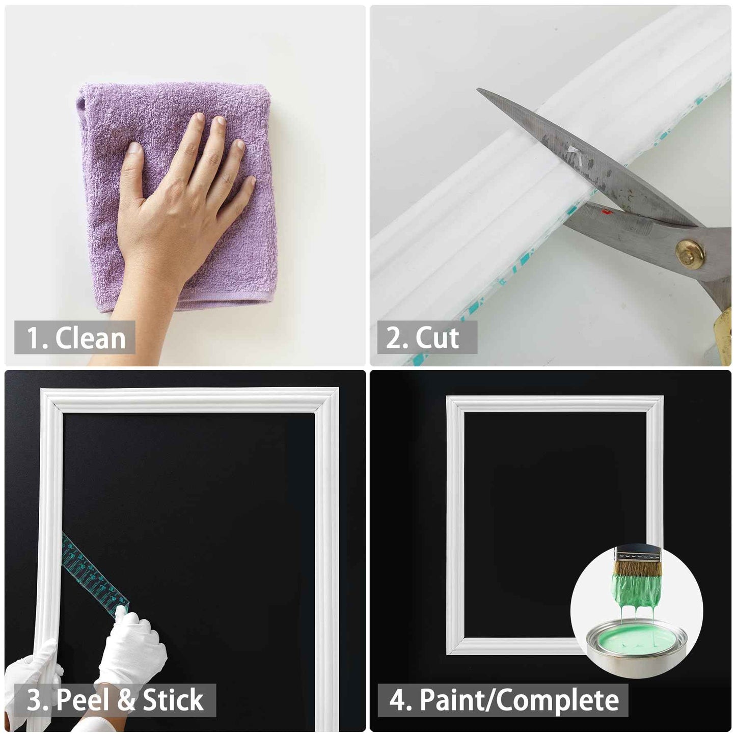 Trimold 118" x 1.5" Lightweight Peel and Stick Chair Rail Molding, Flexible Accent Wall Trim for Home Decoration & Protection