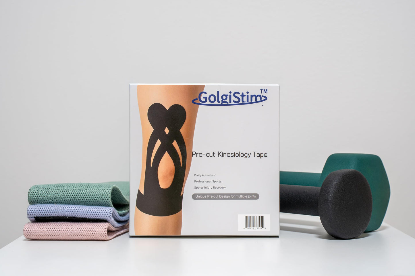 20 Pack Precut Kinesiology Tape - Black Athletic Tape, Waterproof Elastic Sports Tape, Latex Free Breathable Muscle & Joint Support for Running, Sports & Recovery by GolgiStim