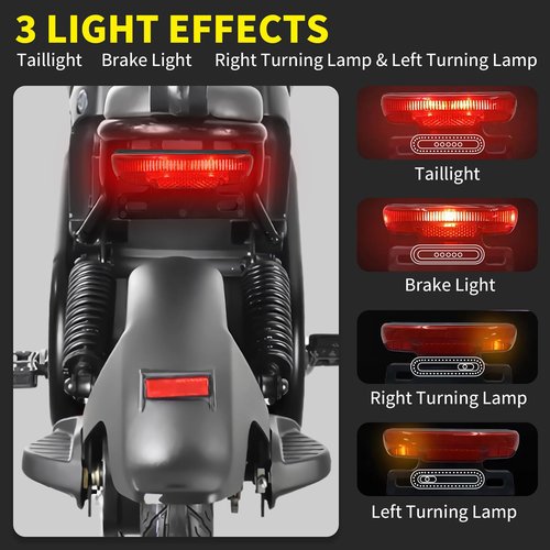 Electric Bicycle Rear Light, 36/48V Tail Brake Light, Ebike Rear Tail Safety Light, Warning Rear Lamp for Electric Bike Night Riding