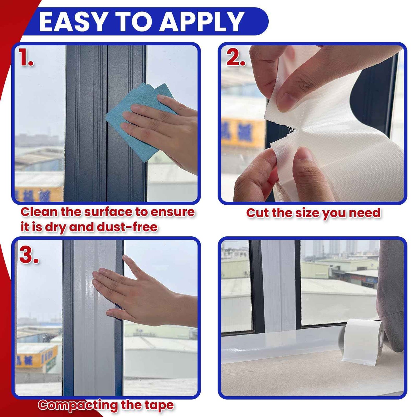 Birllaid White Window Weather Sealing Tape,Window Draft Isolation Sealing Film Tape No Residue Waterproof Self Adhesive for Keep Out Cold Air Dust Rain 3IN X 99FT