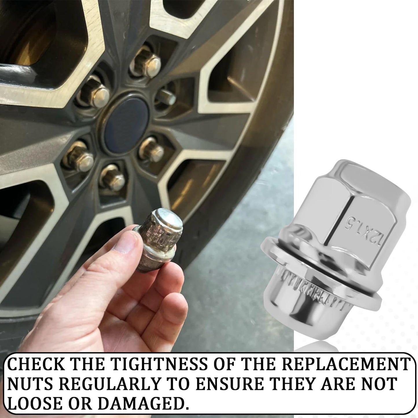 MLAHUIER 5PCS M12x1.5 Chrome Lug Nuts, Chrome Closed End Mag Style Lug Nuts with Washer Replaces OEM#90084-94001, Lug Nut Lock Set Compatible with Toyota Corolla Camry Tacoma Lexus