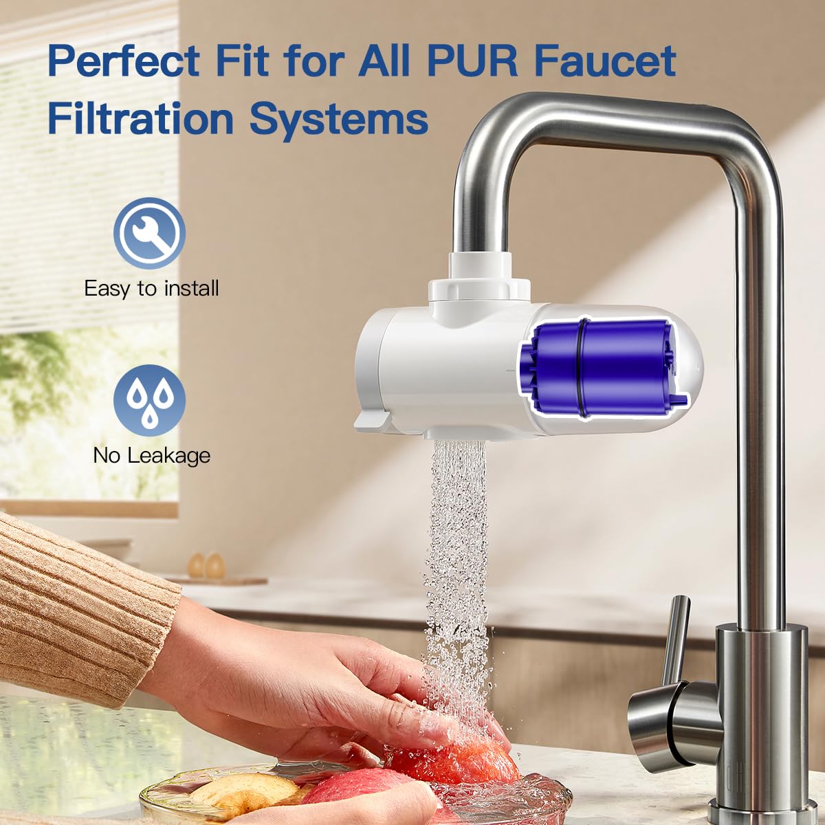 WaterJingYi Faucet Water Filter Replacement for All PUR®, PUR®Plus Faucet Filtration Systems Compatible with NSF Certified Water Filter for Pur® RF-9999® and RF-3375, 2 Pack