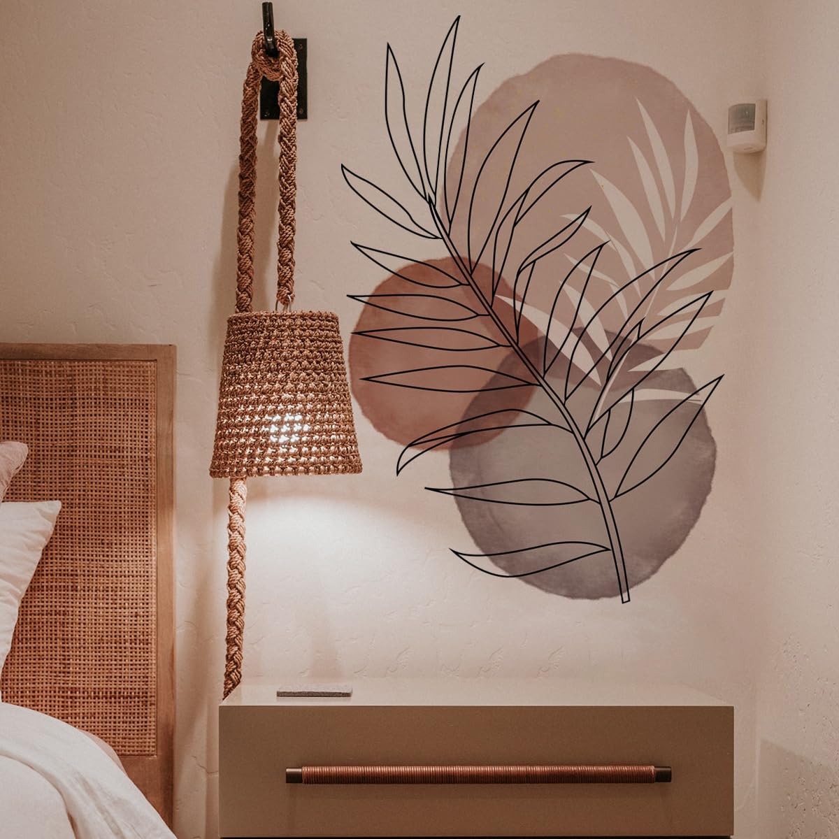 Runtoo Boho Wall Art Decal Leaves Plant Flower Retro Abstract Wall Stickers Living Room Girls Bedroom Bathroom Wall Decor