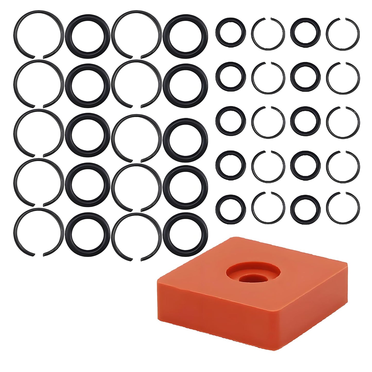 (10+10 Sets) 3/8" & 1/2" Impact Wrench Retainer Rings with O-Ring Kit Includes Retainer Ring Anvil Install Tool, Compatible with Milwaukee Electric/Pneumatic Impact Wrench