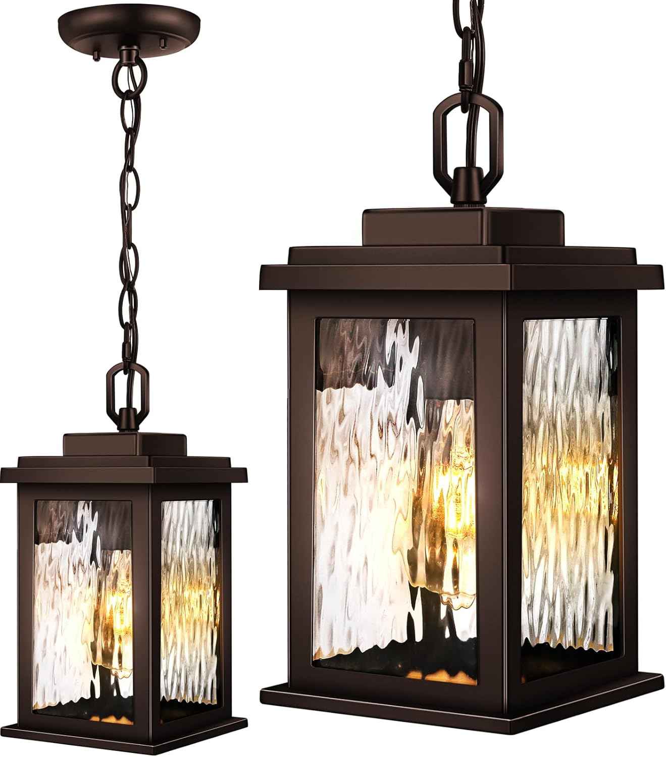 Outdoor Pendant Light - Oil Rubbed Bronze Chandelier for Porch & Patio, Adjustable Chain