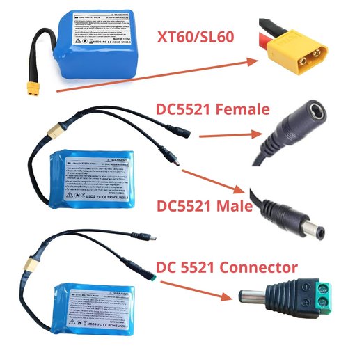 24V 4Ah Rechargeable Li Battery Replacement with Charger, DC5521 Male-Female Connectors & DC Cable - 15A Max Continuous Output for Kids Ride-On Cars, DIY Project & 25.2V Small Devices