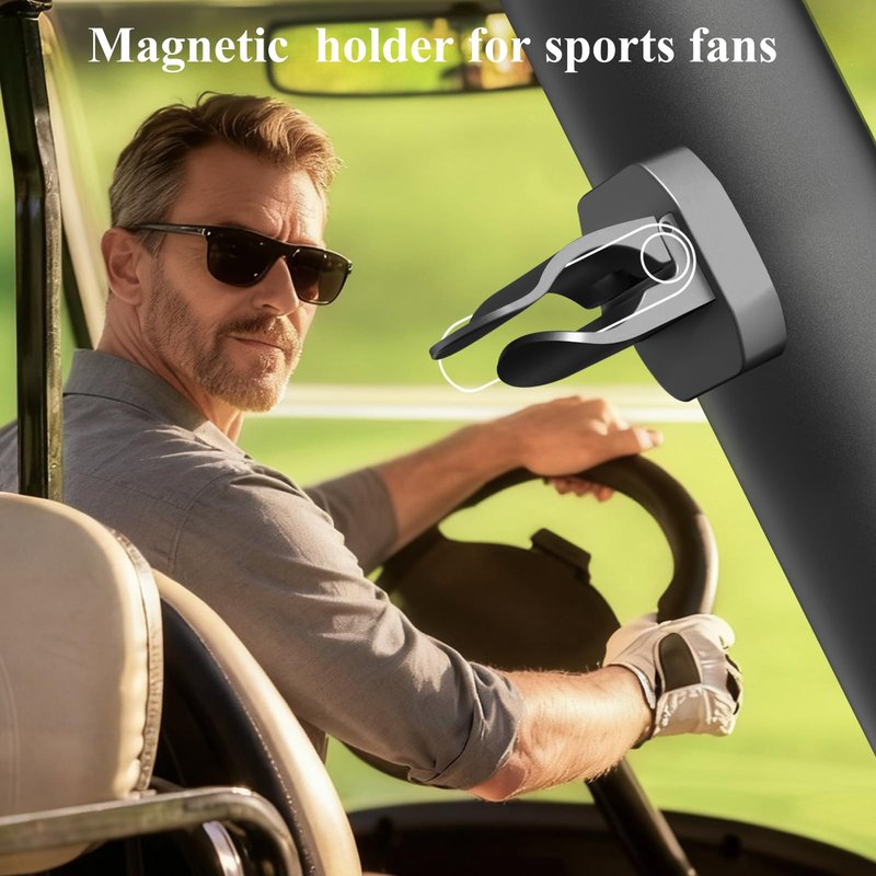 RTOCHG Magnetic Holder Clip for Golf Cart, Universal Fit 30-70 Ring Gauge, Mystery Ash Metal with Velcro Mount, Golf Cart Accessories with Storage Bag