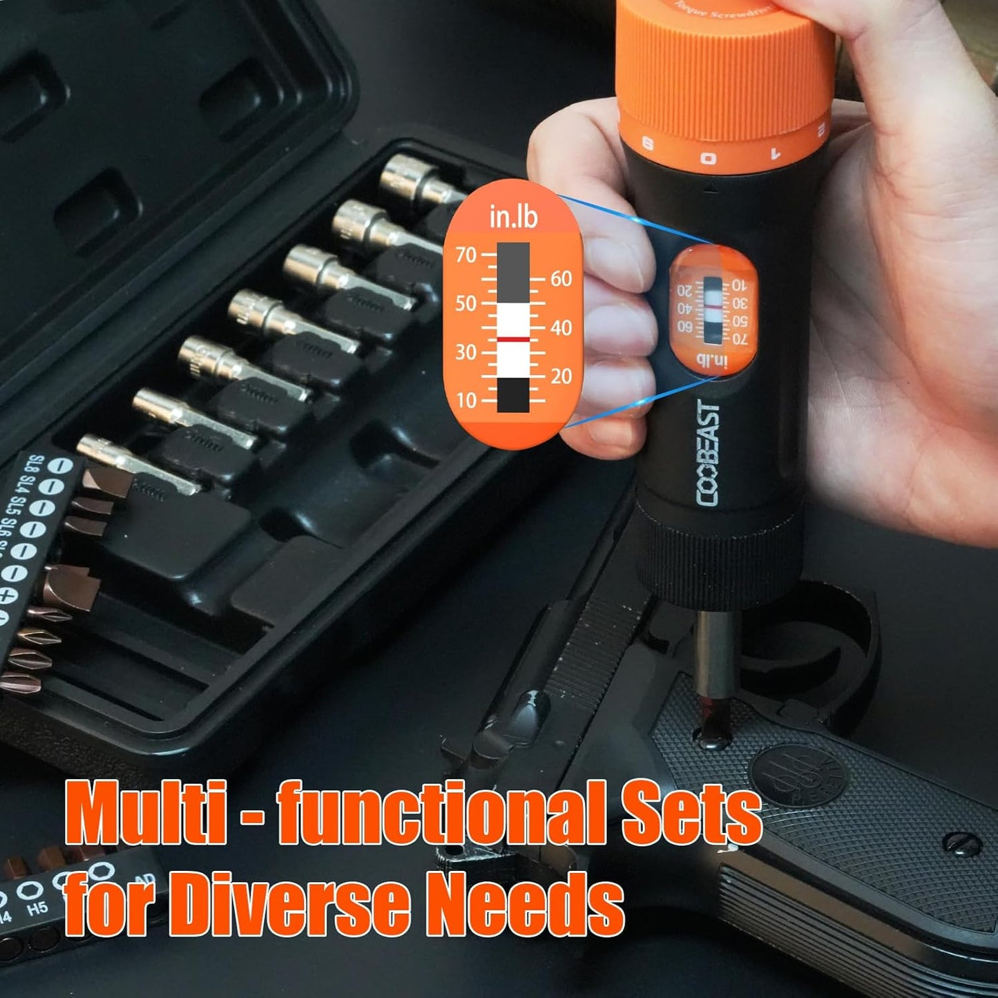 49-Piece Torque Screwdriver Set with 10-70 Inch Pound Torque Wrench & S2 Bits for Bike Repair