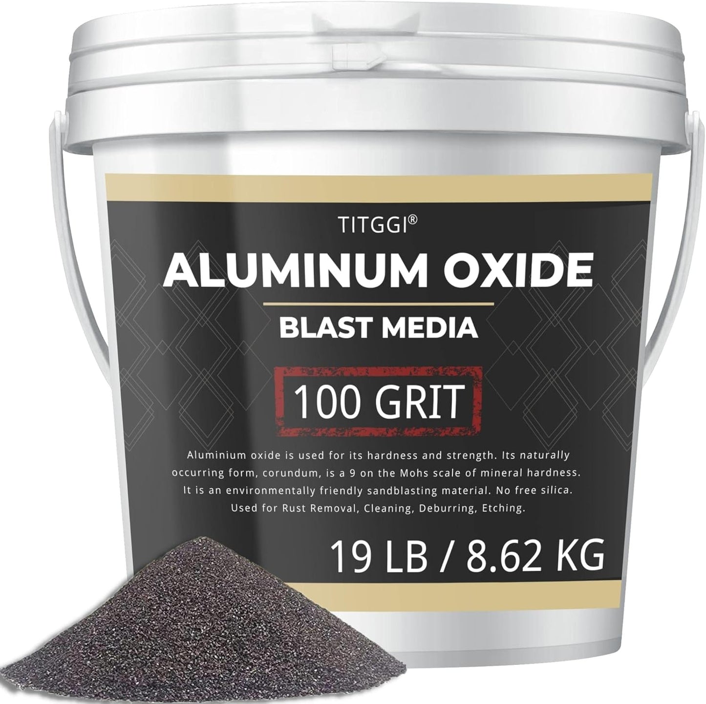 Premium 100 Grit Aluminum Oxide Blast Media - 19lbs High Abrasive Sand for Metal Blasting