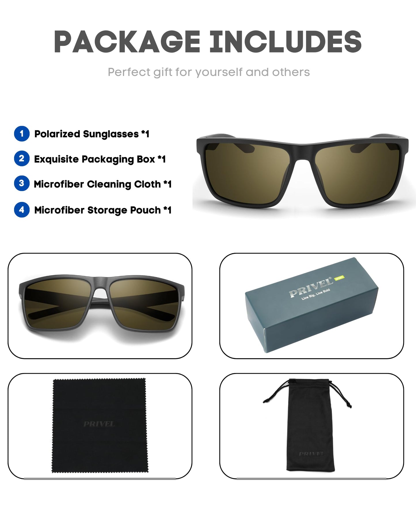 PRIVEL XXL Size Extra Large 159MM Sport Polarized Sunglasses for Big Wide Heads Men TR90 Outdoor Cycling Running Fishing (PMX006P-8)