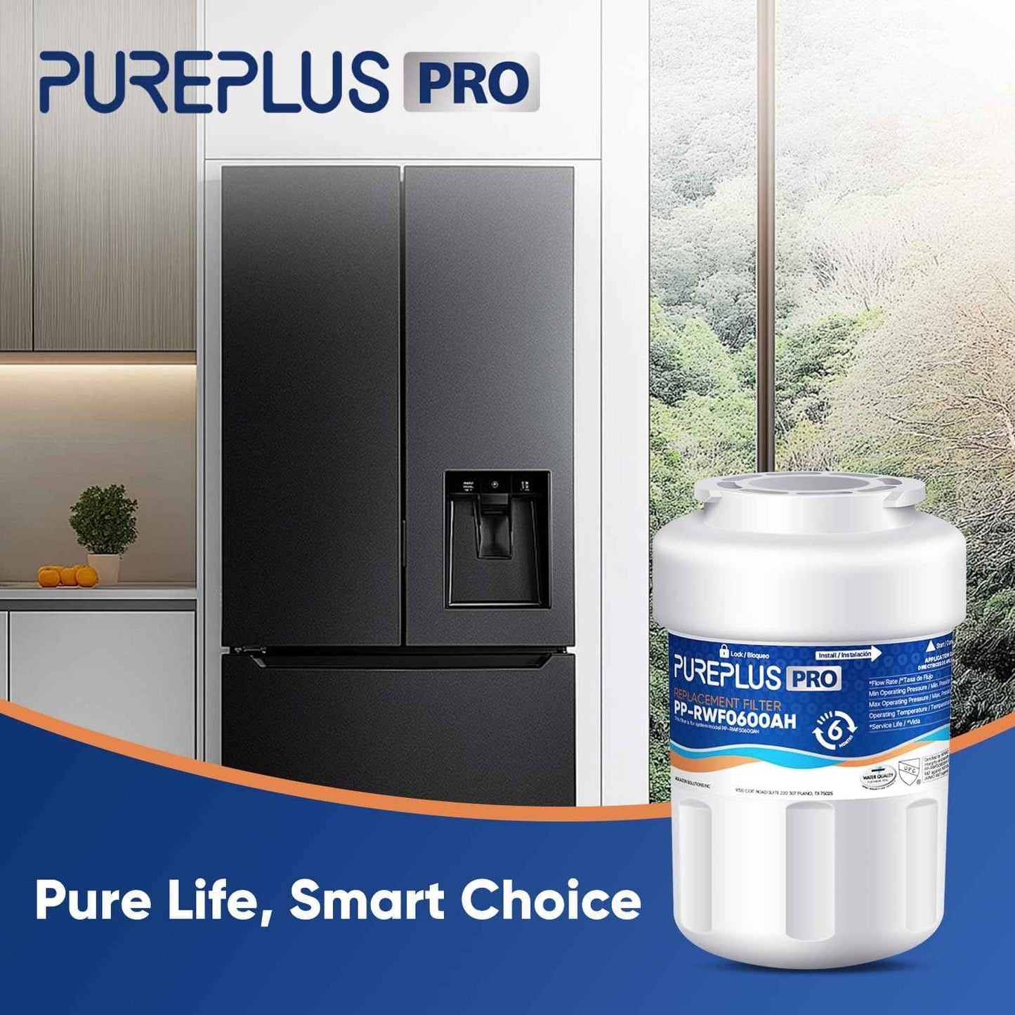 PUREPLUS PRO Refrigerator Water Filter Replacement - NSF Certified 3-Pack for HDX FMG-1, PL-100, WFC1201