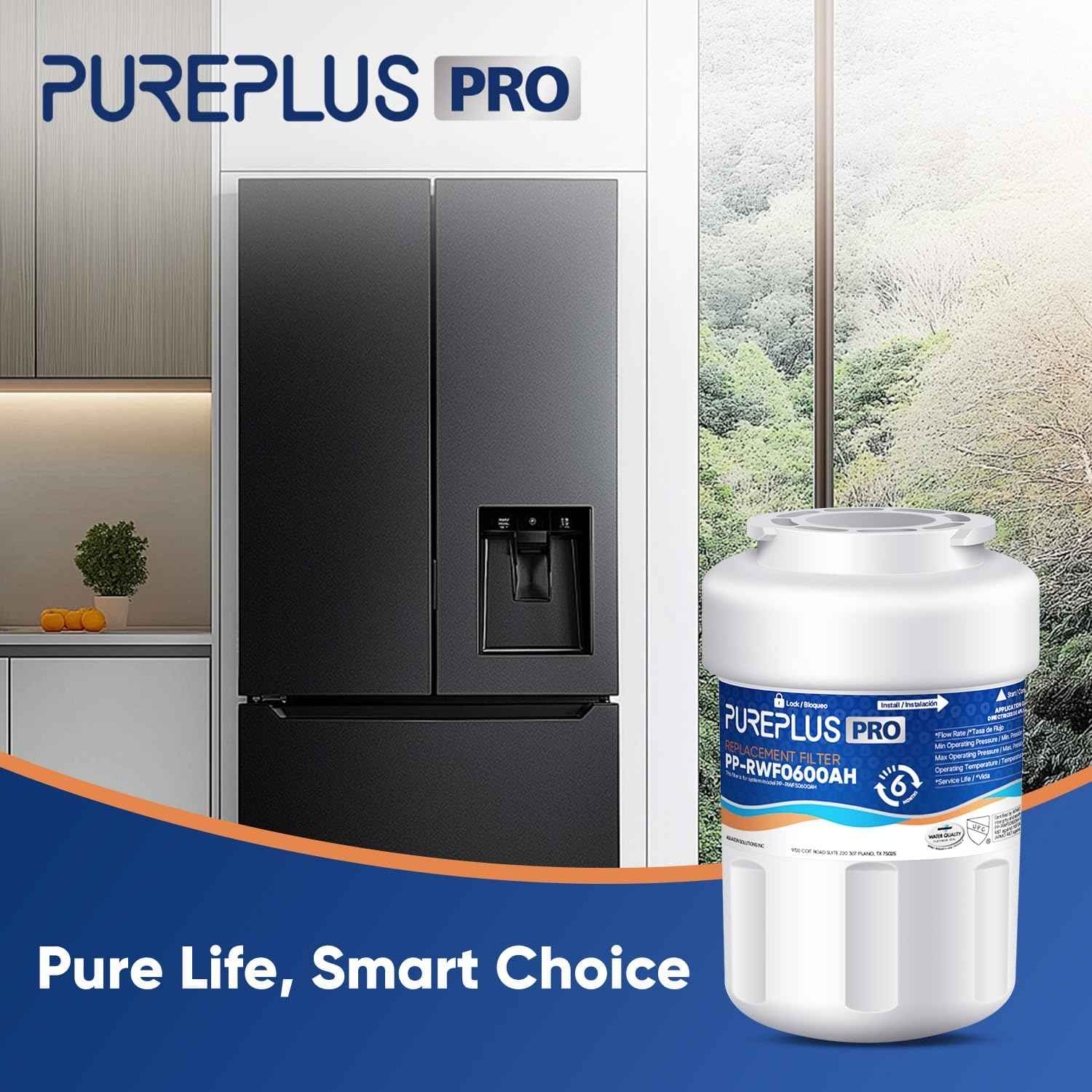 PUREPLUS PRO Refrigerator Water Filter Replacement - NSF Certified 3-Pack for HDX FMG-1, PL-100, WFC1201