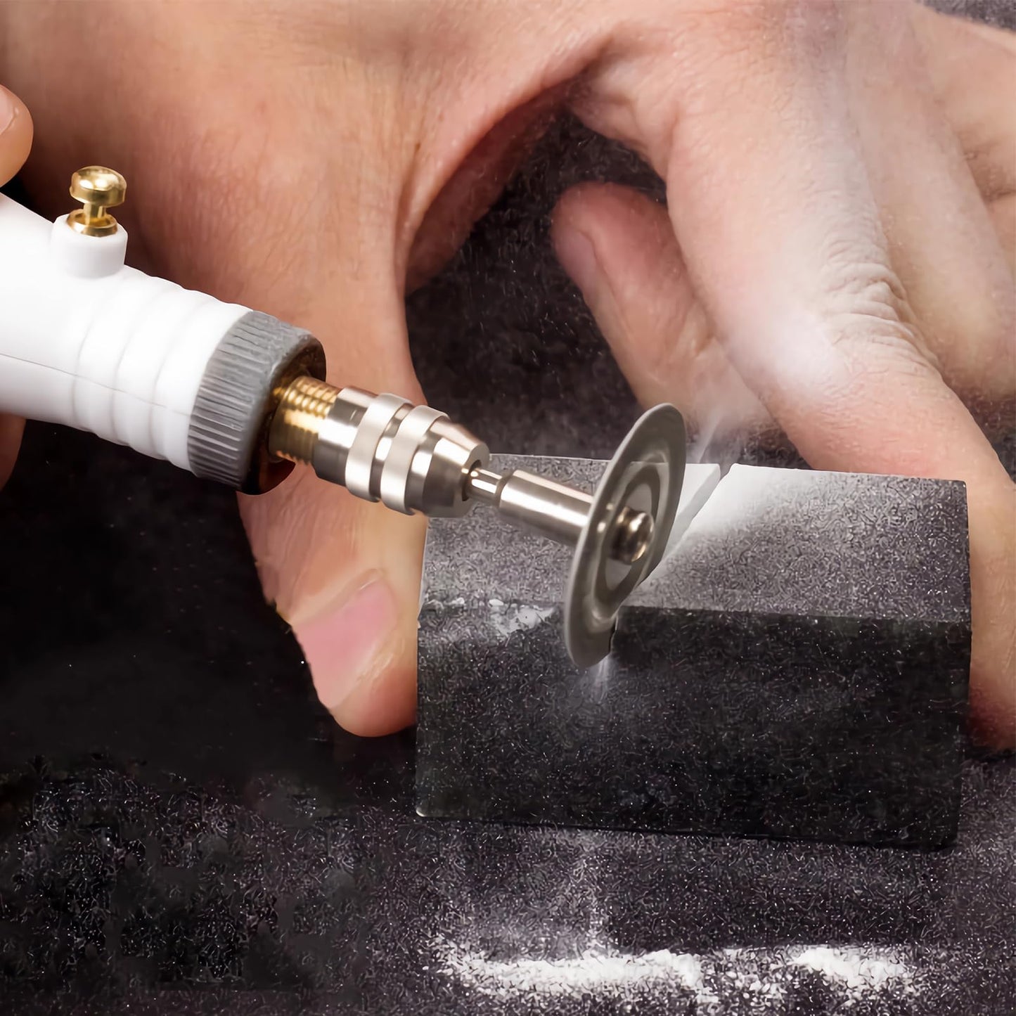 20pcs 545 Diamond Cutting Wheel Cut Off Discs Coated (22mm) for Dremel Rotary Tool with 402 Mandrel (3mm) 4pcs and Screwdriver for Cutting Glass, Stone, Ceramic, Marble, Tile, Plastic