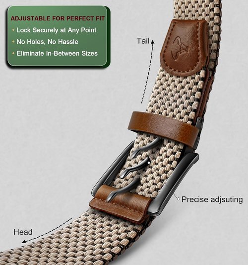 BULLIANT Men's Reversible Golf Belt - Stretch Braided Design | Perfect Gift, 1 3/8" - 2" Size