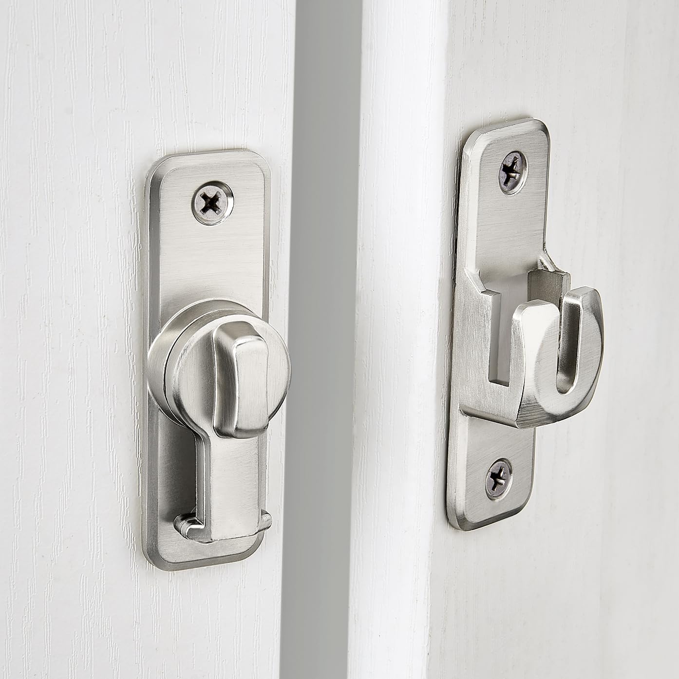 INIRET Silvery Enhanced Security Flip Latch Lock - Heavy-Duty 90/180 Degree Sliding and Swing Door Latch for Barns, Gates, and More