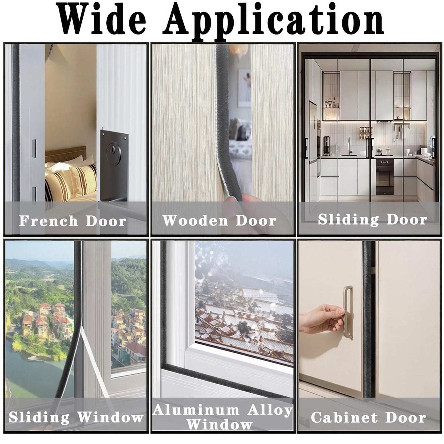 WEZKYLCG Brush Weather Stripping, Door Seal Strip for Door Frame, Self Adhesive Window Insulation Draft Stopper for Winter, Soundproofing Weatherstripping (Grey, 33FT, 0.35'' Wide X 0.2'' Thick)