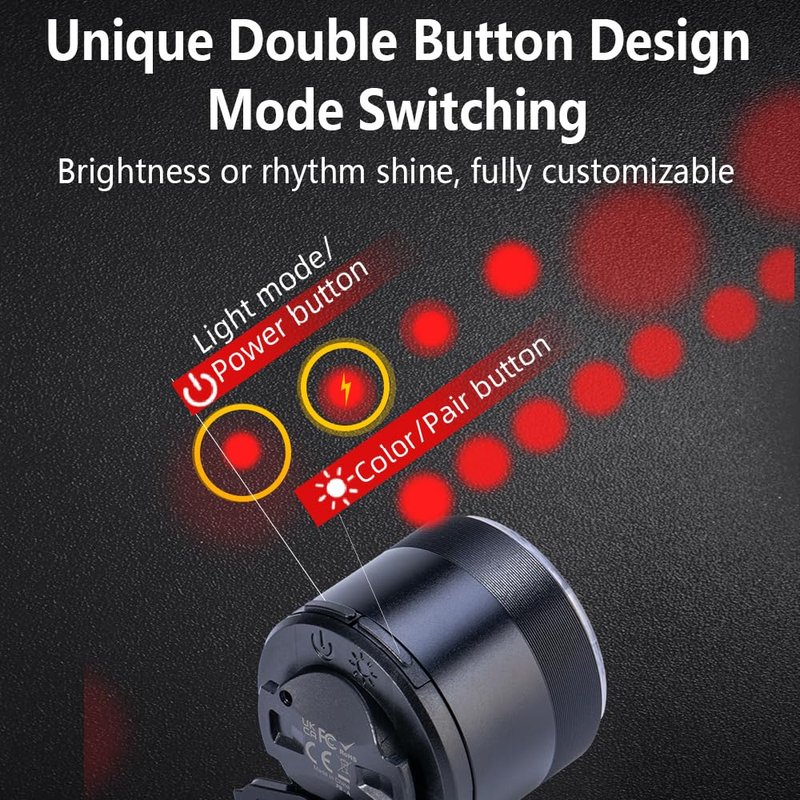 Smart Bike Tail Lights, Rechargeable Bike Lights for Night Riding, Waterproof IP66 Rear Bicycle Light Auto On/Off & Long Standby, Wireless Bicycle Taillights Waterproof IP66 Bike Accessories