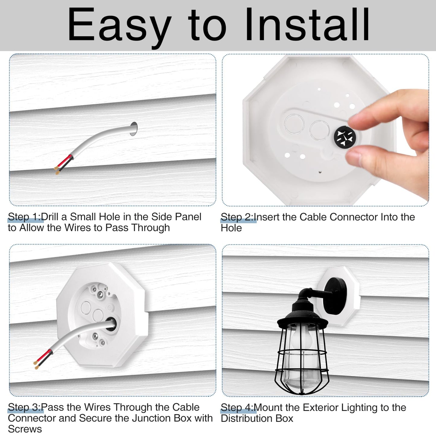 Qishiyi Vinyl Siding Mounting Blocks Kit,Siding Mounting Block with Built-in Electrical Box Vertical Siding Lamp Mounting Plate for 1/2 inch Lap Siding (White, 1/2 inch Lap Siding)