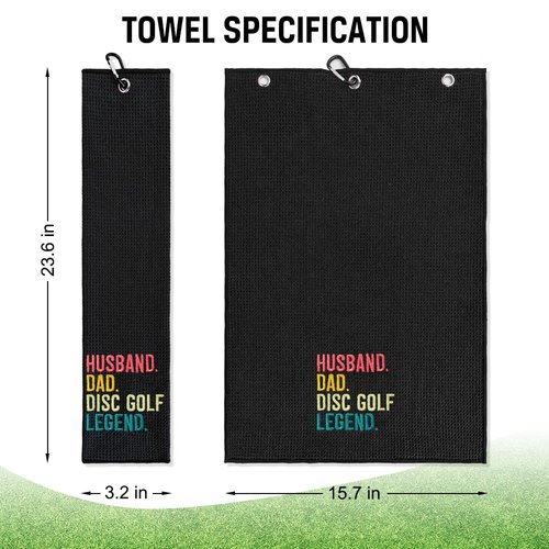 ERHACHAIJIA Husband Dad DiscGolf Legend Embroidered Disc Golf Towel with Clip. Funny DiscGolf Accessories Golf Gifts for Men Disc Golf Lover Dad, Birthday Retirement Present for Papa Husband Grandpa