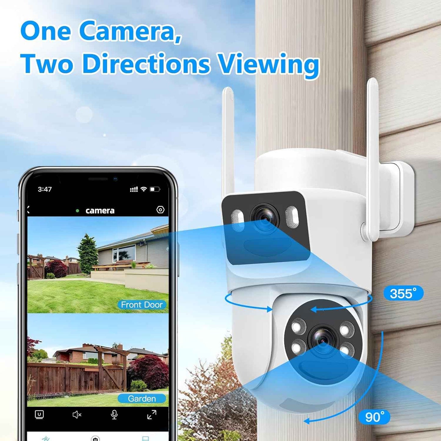 4K Wireless Solar Security Camera - Dual Lens Bullet & 360° PTZ Outdoor Surveillance