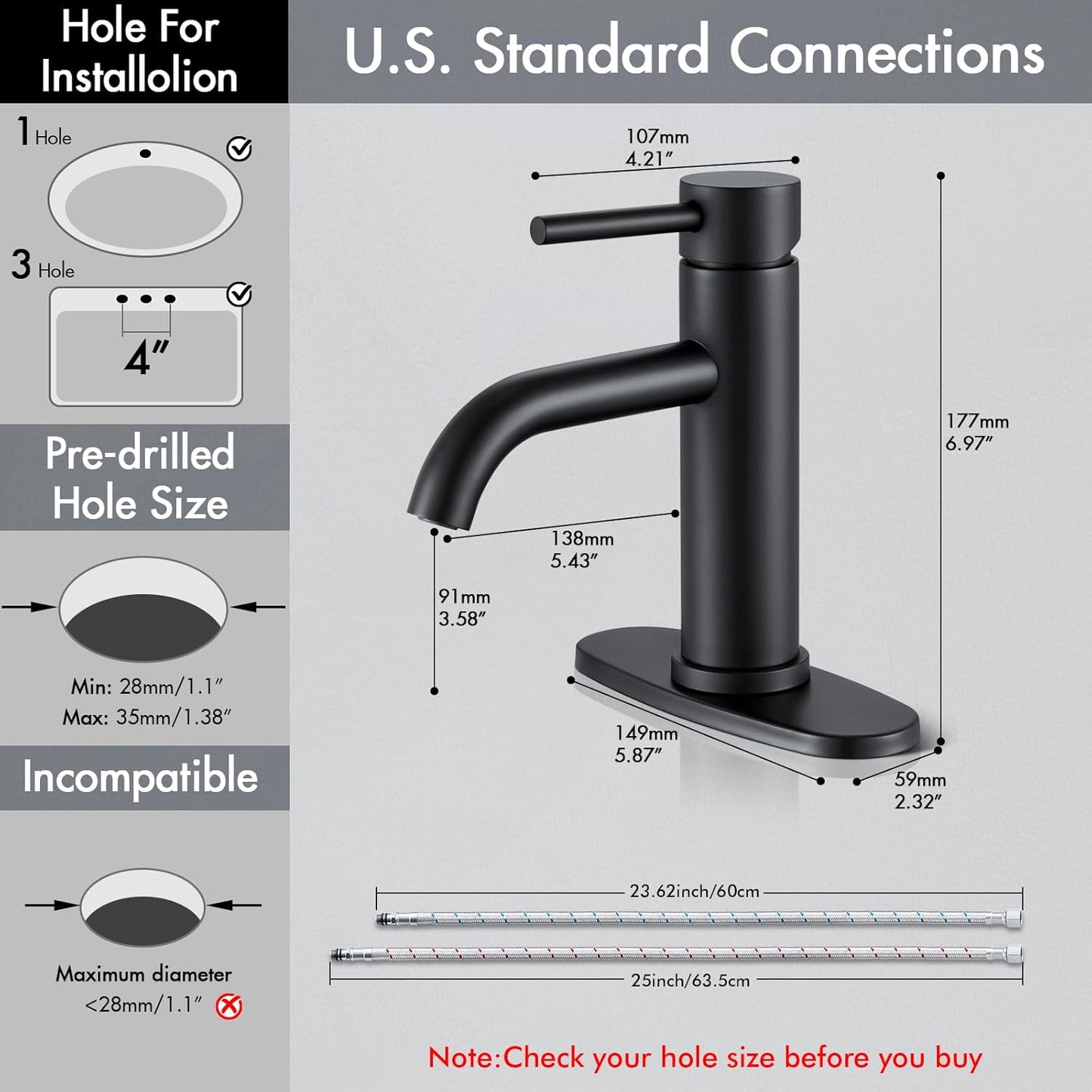 WINKEAR Gold Bathroom Faucet - Modern Single Hole Sink Faucet with Pop-up Drain & Flexible Hoses