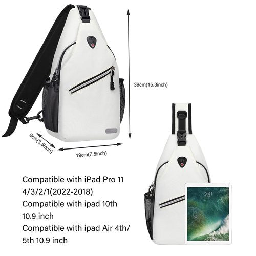 MOSISO Sling Backpack, Multipurpose Crossbody Shoulder Bag Travel Hiking Daypack, Ivory White, Medium