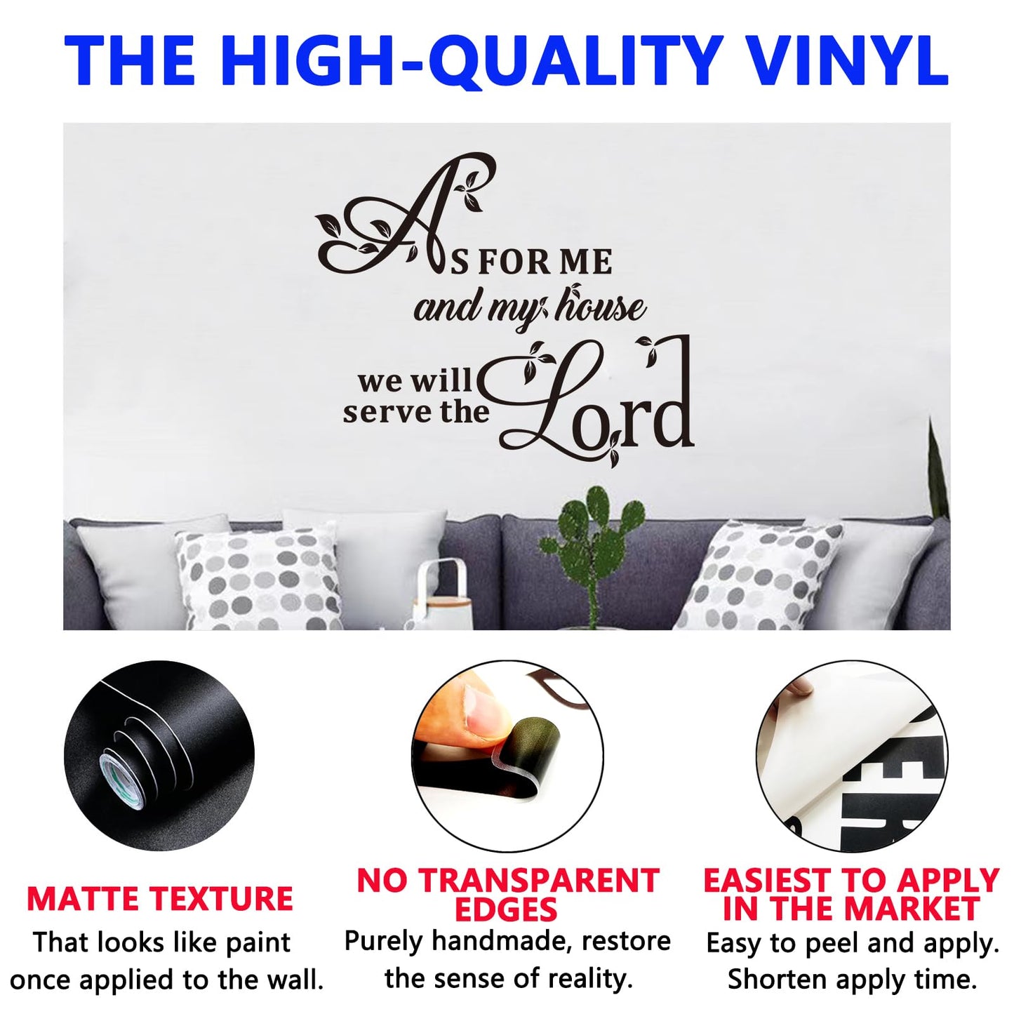 Bible Verse Wall Stickers for Bedroom: Christian Quotes Inspirational Positive Vinyl Art Wall Decals for Living Room Wall Decor - As for Me and My House 18" X 15"