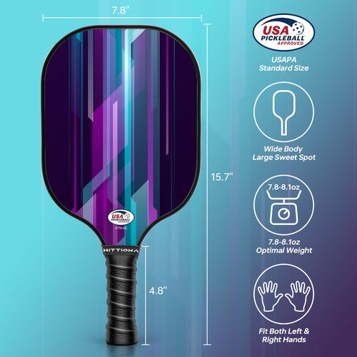 HITTIONA Pickleball Paddles - Fiberglass Pickleball Paddles Set of 4, USAPA Approved Pickle Ball Rackets 2 Pack with 4 Pickleball Balls, 1 Pickleball Bag, Paddles Ball Set for Beginners