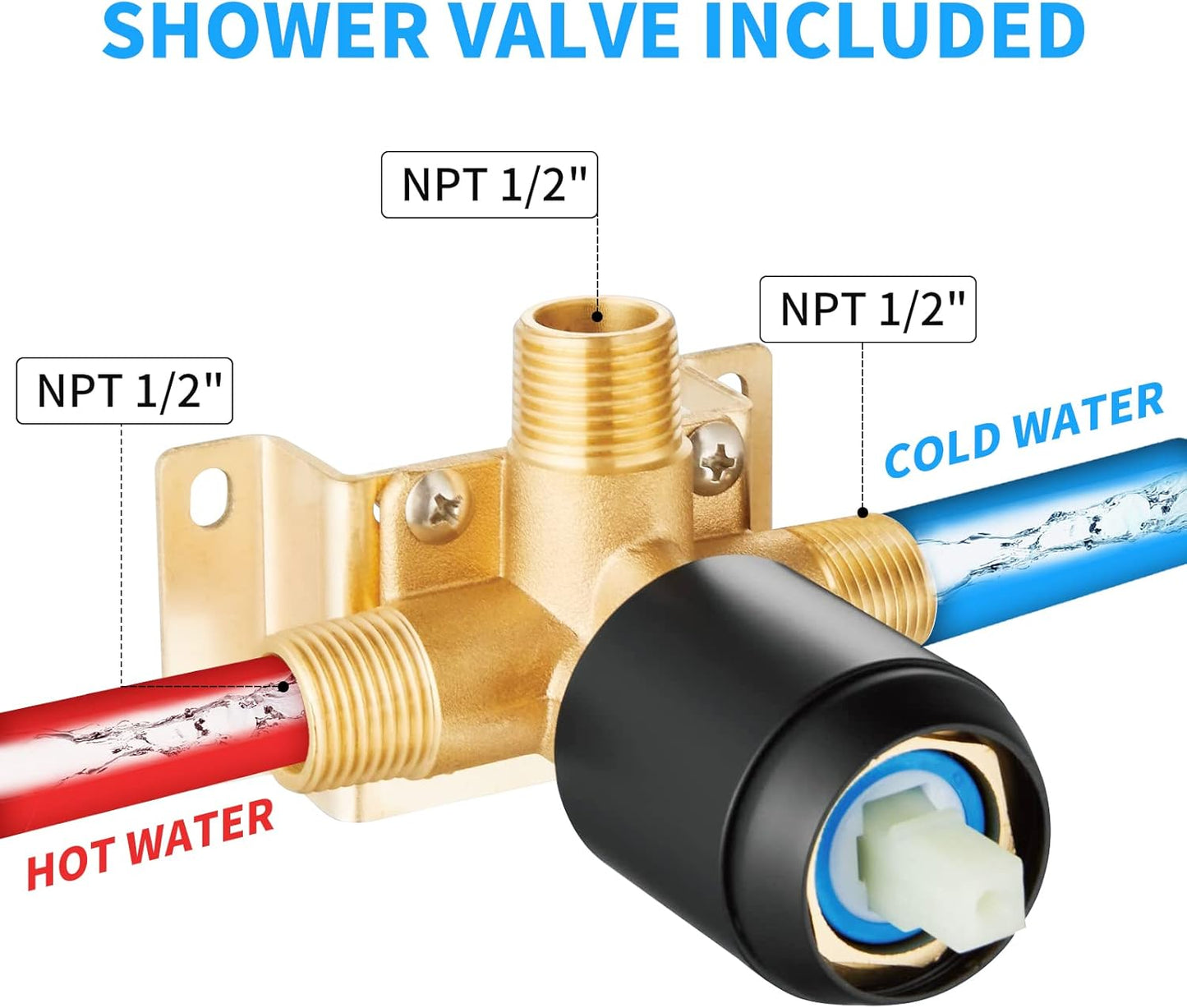 High Pressure 6-Inch Rain Shower Head & Faucet Set with Valve - Modern Bathroom Fixtures