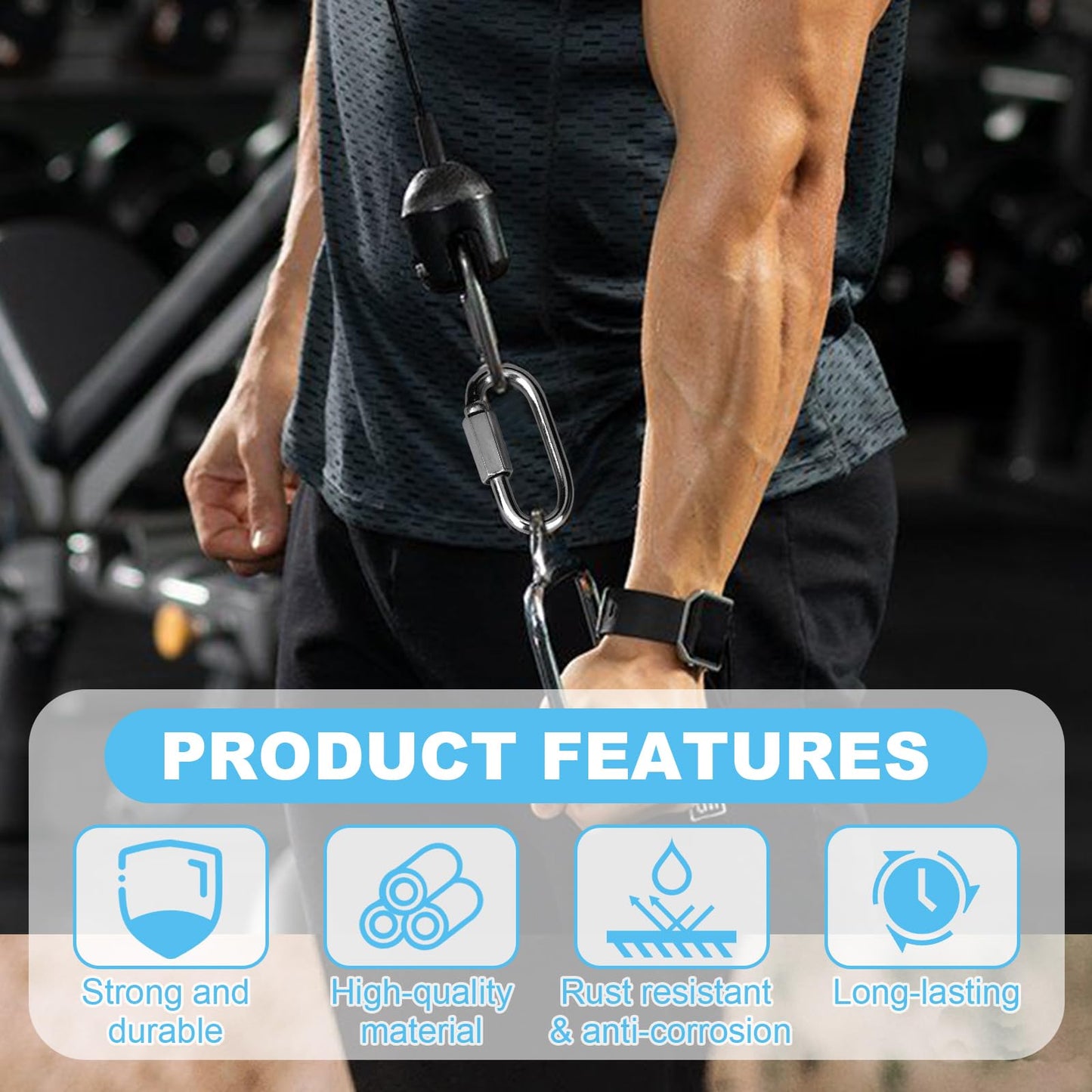 Vmuter 4Pc 3" 316 Heavy Duty Stainless Steel Screw Chain Quick Links, High Strength Carabiner for Big Chain Connecting, Hammock Hanging, Hiking, Camping